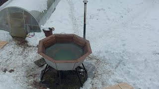 Самодельный банный чан  паримся зимой на открытом воздухе