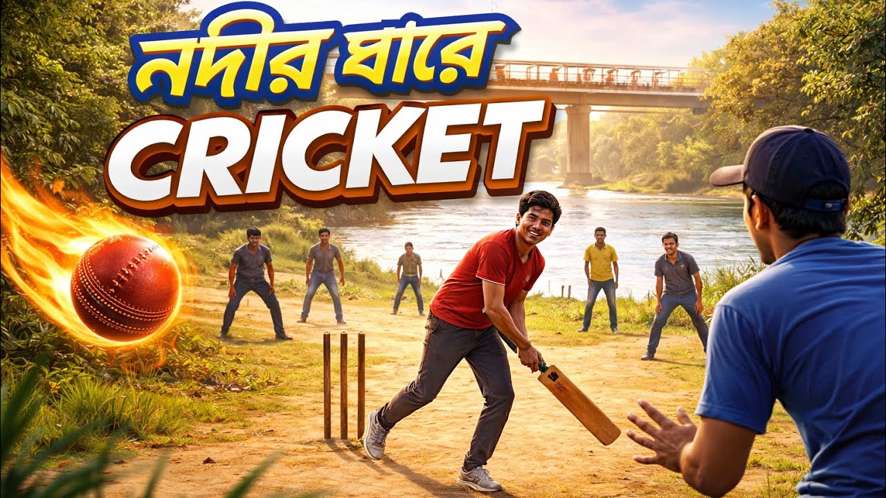 নদীর ধারে ক্রিকেট খেললাম বন্ধু দের সাথে অনেক মোজা কোরলাম 🤣🤩❤️🤍￼