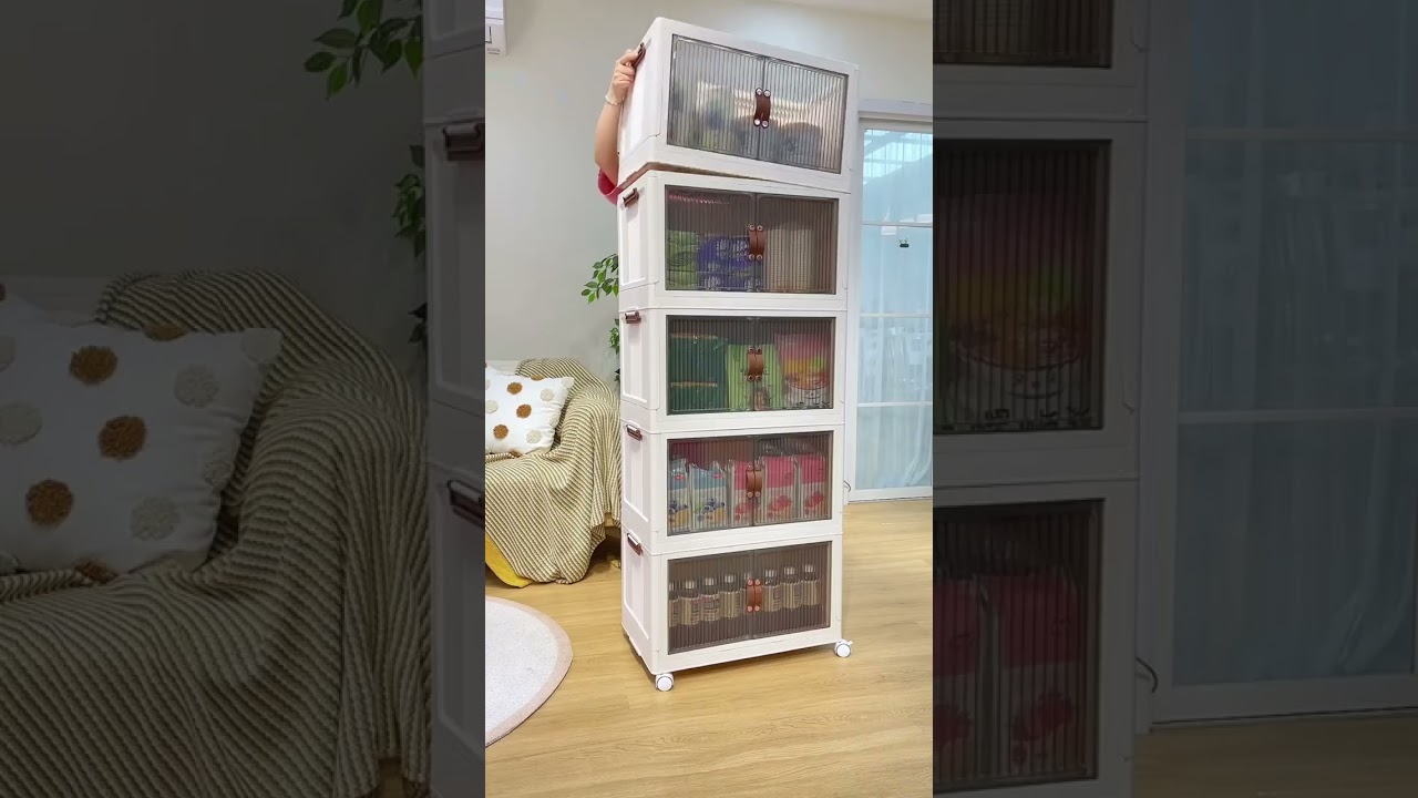 Collapsible Storage Bins Stackable Storage Box with Front Open Door