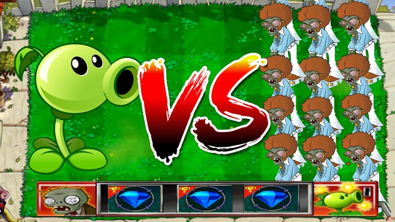 1 PeaShooter vs 100 Dancing Zombie Slot Machine Plants vs Zombies
