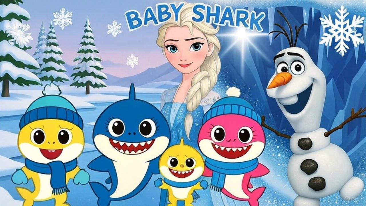 Baby Shark – Frozen Winter Version 🦈❄️ | Elsa & Olaf Snow Adventure | Baby Shark Christmas Song