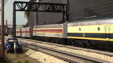 Erie Lackawanna O Scale Hi-Rail Layout - Custom painted EL E8
