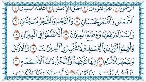 سورة الرحمن من الاية ١ الى الاية ١٣ للصف السادس الابتدائي بصوت هزاع البلوشي