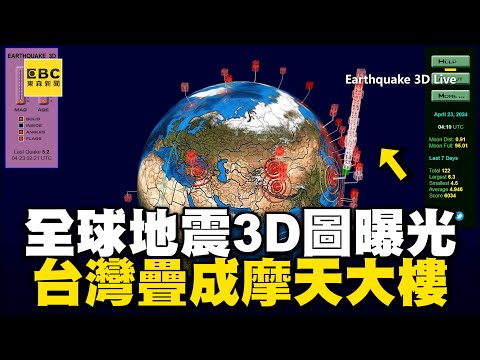 【423餘震】花蓮狂震1168起！全球地震3D圖台灣疊成「摩天大樓」@newsebc