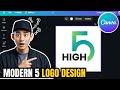 Canva Logo Tutorial: Modern Number 5 Logo Design for Beginners
