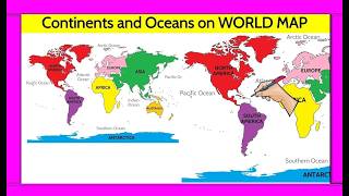 Oceans and Continents on World Map