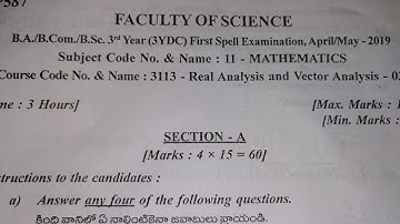 BRAOU B.Sc 3rd Year MATHEMATICS