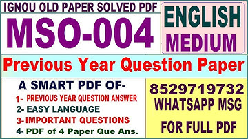 MSO 004 Previous Year Question Paper Solved in English || mso 004 important questions with answers