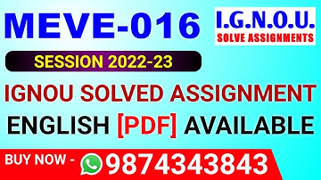 MEVE-016 Solved Assignment 2022-23 in English, MEVE 16 Solved Assignment 2023, MEVE 16 Assignment