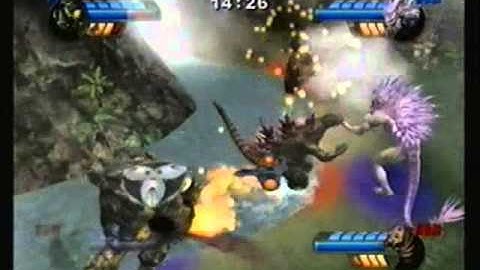 Obsidius and Krystalak vs Godzilla 2000 and Mothra: Godzilla Unleashed (WII)