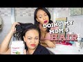 RELAXED HAIR WASH DAY ROUTINE with ROLLER SET - DOMINICAN BLOWOUT - Doing my Mother's hair