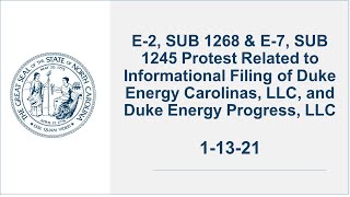 E-2, SUB 1268 & E-7, SUB 1245 Protest Related to Informational Filing