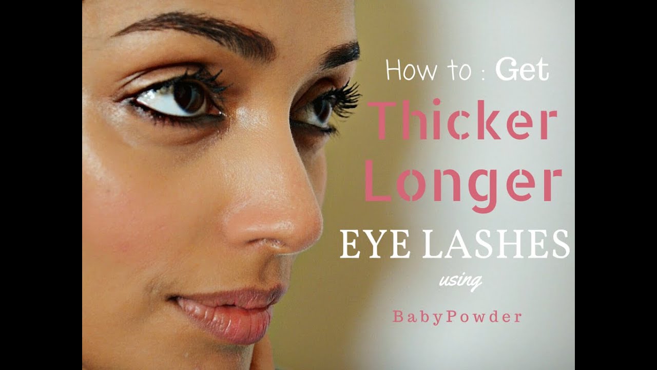TUTORIAL HOW TO THICKER & LONGER EYE LASHES using BABY POWDER YouTube