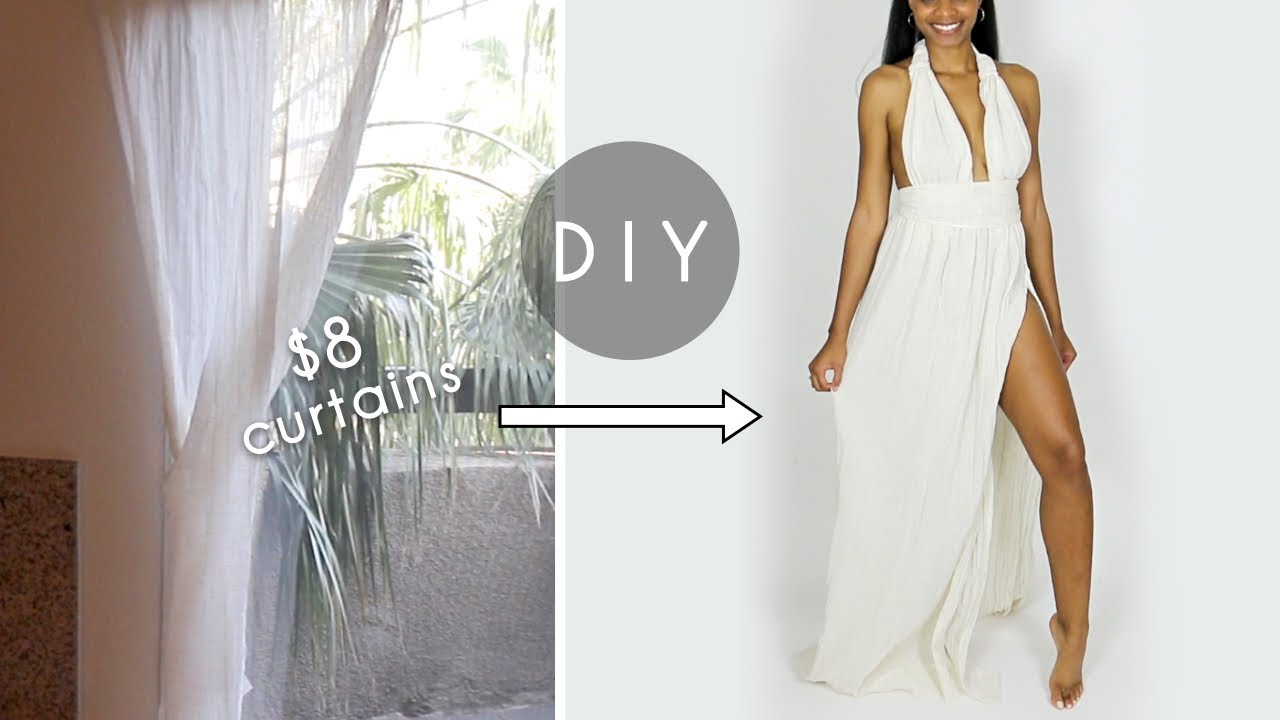 How to Make a Plunging Maxi Dress Out of Curtains (Easy Sewing!) - YouTube