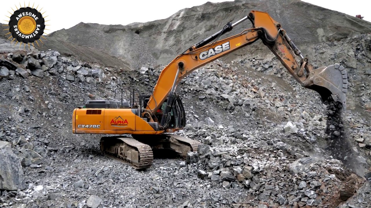 Case CX470C Excavator Loading Crusher