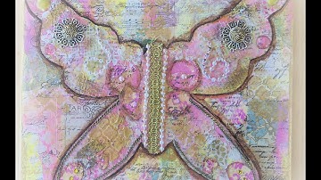 mixed media canvas butterfly-tutorial