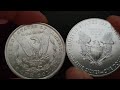 American silver eagle vs morgan dollar  size comparison