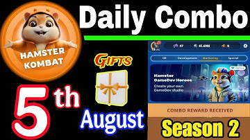 Hamster Kombat GameDev Heroes 🎮| 5 August Daily Combo 🧩 Season 2