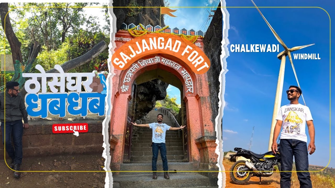 Exploring Satara 🌄 | Thoseghar Waterfall • Sajjangad Fort • Chalkewadi Windmills #satara