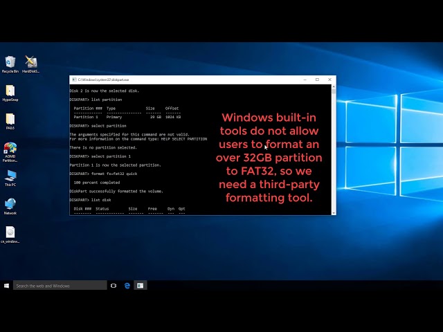 Diskpart Format Fat32 Via Command Line In Windows 10 8 7