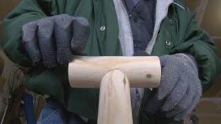 Carving Christmas trees into canes for local veterans