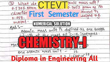 CTEVT#chemistry-I#Numerical solutions#first semester#question paper solutions #1st year 1stsemester