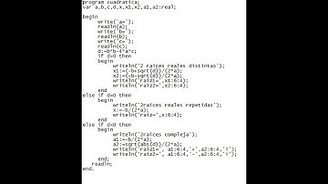 como programar la  formula general para polinomio de grado 2, con  pascal