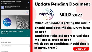 Update Pending Documents Mail | WILP 2022 | Wipro WILP Audit Update Mail | Wipro Clarification Mail