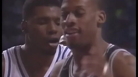 Dennis Rodman Hits Duane Causwell with the Flagran...