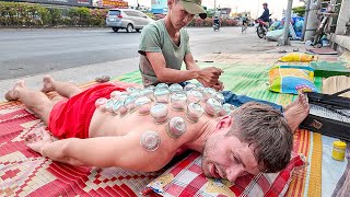 ASMR $2 street side massage and HARDCORE cupping (You won't believe the ear 