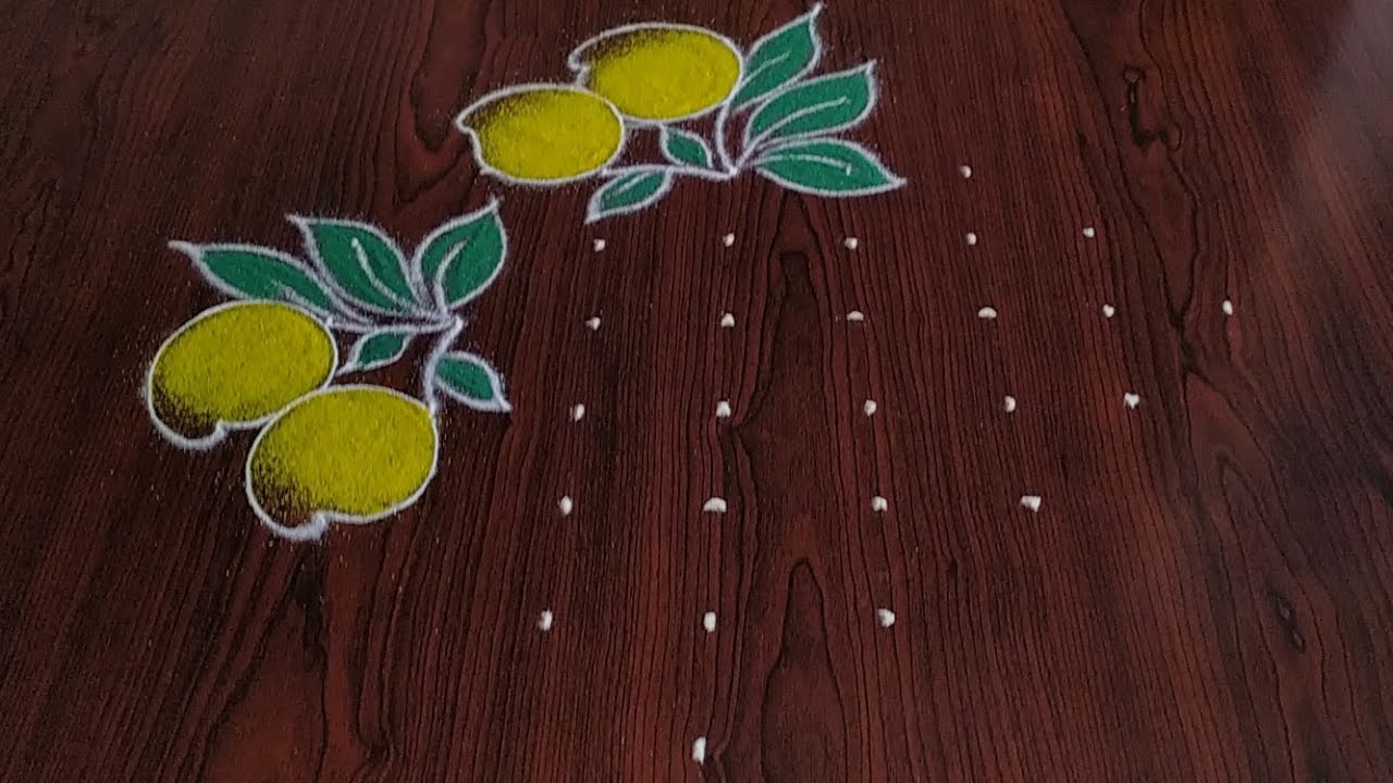 Beautiful mangoes rangoli (9×1) dots...