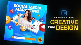 Make TRENDY Social Media Post Design in Photoshop | Photoshop Tutorials in Hindi screenshot 1