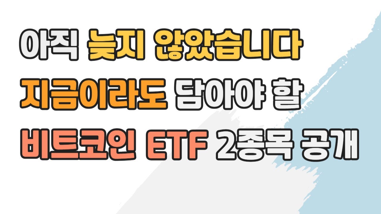 비트코인, 아직 늦지 않았습니다! 지금이라도 담아야 할 비트코인 ETF 2종목(BITO, BTCI)