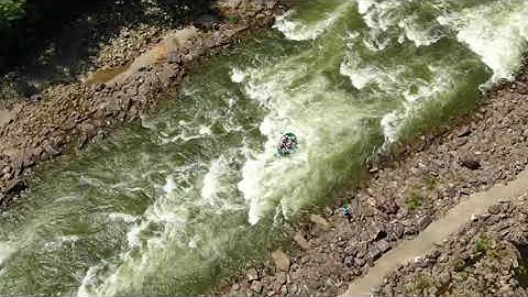 White Water Rafting the Upper Ocoee River Olympic Course; Aerial Video
