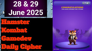 Hamster Kombat Gamedev Daily Cipher 28 June | Today Hamster Kombat Daily Cipher 29 June