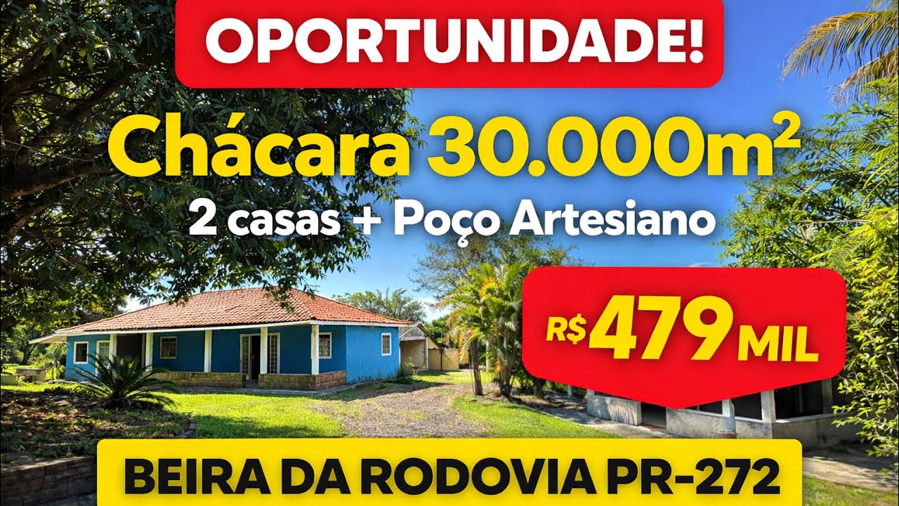 Chácara Incrível com 30.000m² Pomar e 2 Casas na PR-272 | Ibaiti – Figueira