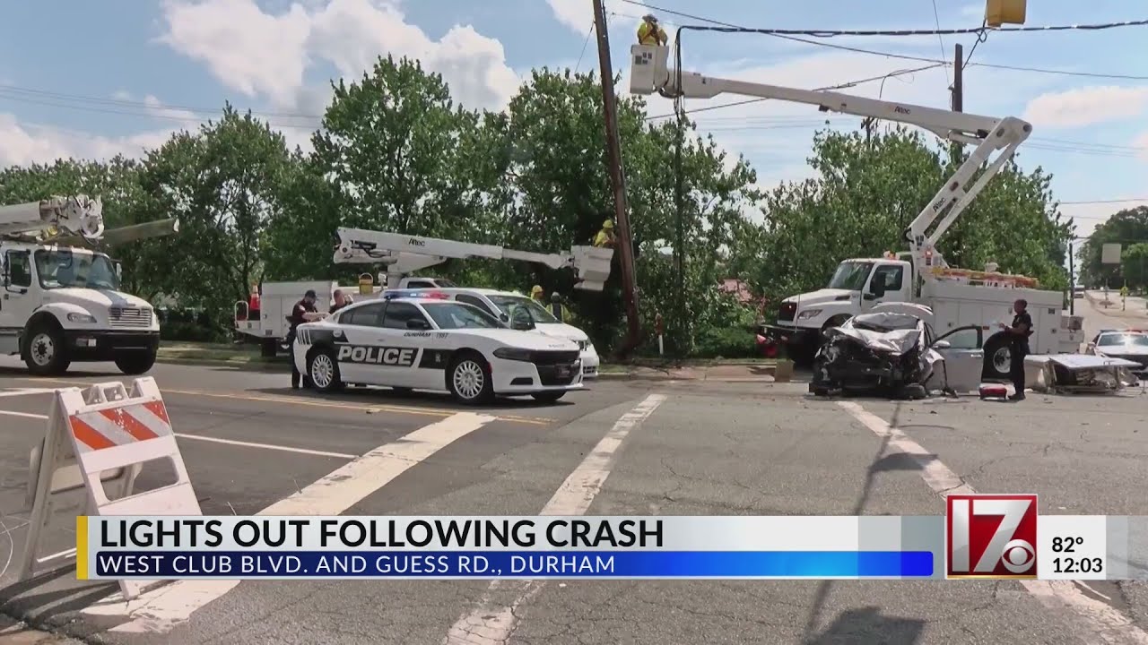 Lights out following crash in Durham - YouTube
