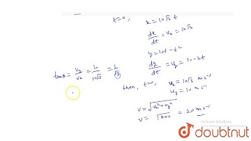A particle moves in the x-y plane such that its coordinates are given x = 10sqrt(3) t, y = 10t -...