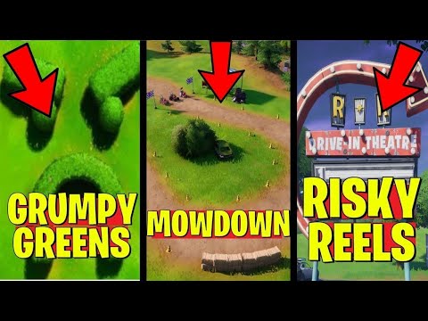 Video: Fortnite Grumpy Greens, Mowdown Och Risky Reels-platser Förklarades