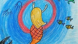 How to Draw Mermaid Underwater Scenery for Beginners | Easy Mermaid Scenery Drawing Step by step.