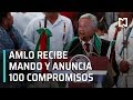 AMLO recibe Bastón de Mando en Zócalo y da a conocer 100 compromisos
