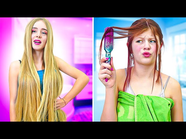 Thin Hair vs Thick Hair Problems || Awkward Funny Situations With Friends class=