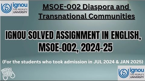 IGNOU MSOE 002 Solved Assignment 2024-25 in English | #ignoumso #msoe002 #solvedassignments #mso #yt