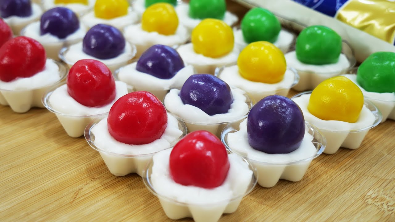 ขนมใส่ไส้ประยุกต์ ไม่ต้องใช้ใบตอง สีสวย แป้งเหนียวนุ่ม อร่อยมาก