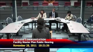 November 28, 2011 Public Hearing on the Facilities Master Plan