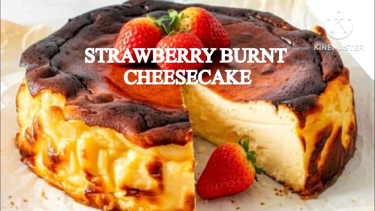 Creamy Strawberry Burnt Cheesecake | Simple & Delicious