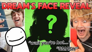 youtubers react to dream&#39;s FACE REVEAL (part 1/2)