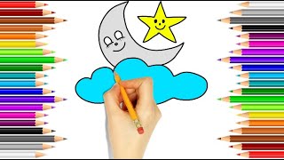 تعليم الرسم/ كيف ترسم قمر نائم رسم للمبتدئين  بالخطوات Drawing education/ how to draw a moon