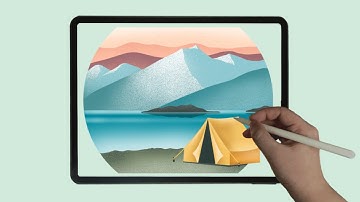 Tent Camping by the Lake iPad Procreate Drawing - Digital Illustration