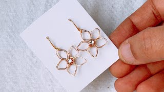 How To Make Wire Flower Earrings/Wire 3D flower /wire wrapped earrings for beginners/diy earrings